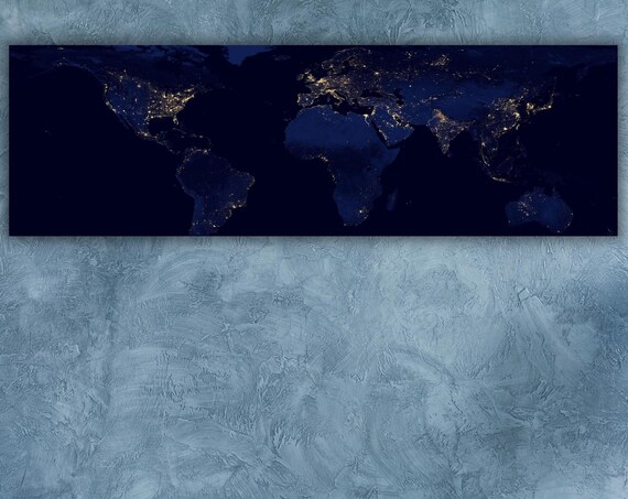 NASA Earth At Night Satellite World Map City Lights Space Photo Poster