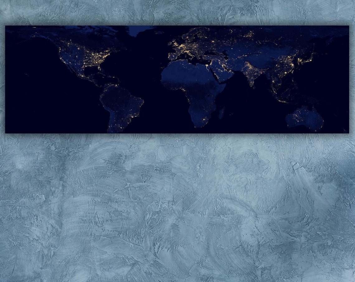 NASA Earth At Night Satellite World Map City Lights Space Photo Poster