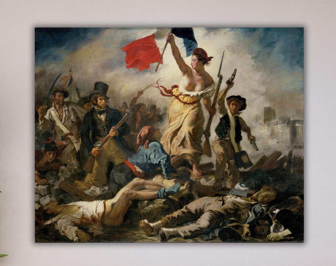 Liberty Leading The People Art French Revolution Eugne Delacroix 14th Of July Iconic Artwork Living Room Woman Marching French Flag - Image 3