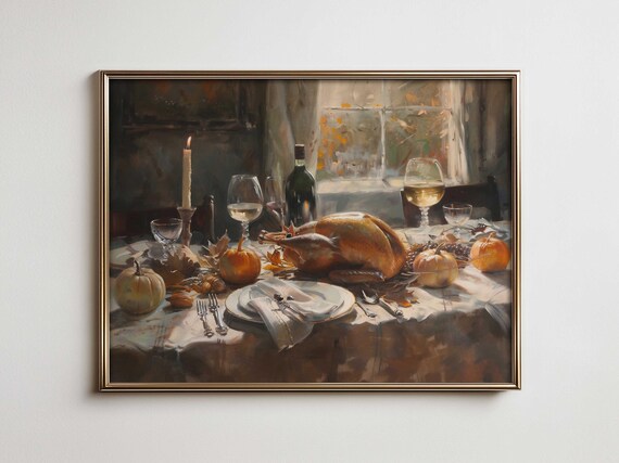 Autumn Thanksgiving Still Life Farmhouse Wall Art Vintage French Country Kitchen For Fall Decor Maximalist With Vibe