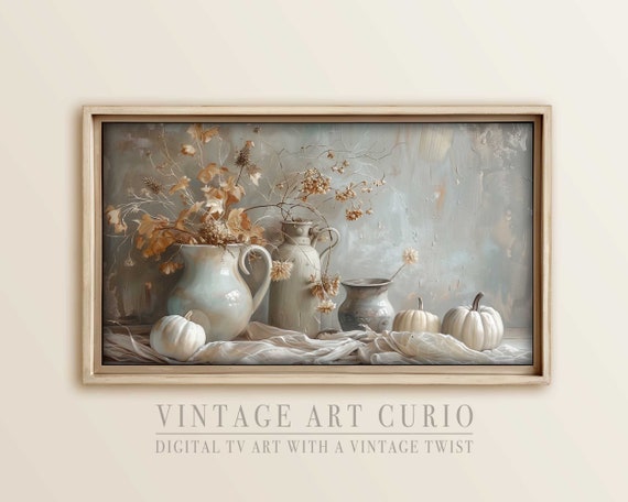 Fall Vintage Book Tv Frame Art Samsung Library Decor Rustic Autumn Lover Antique Screensaver Oil Painting Farmhouse