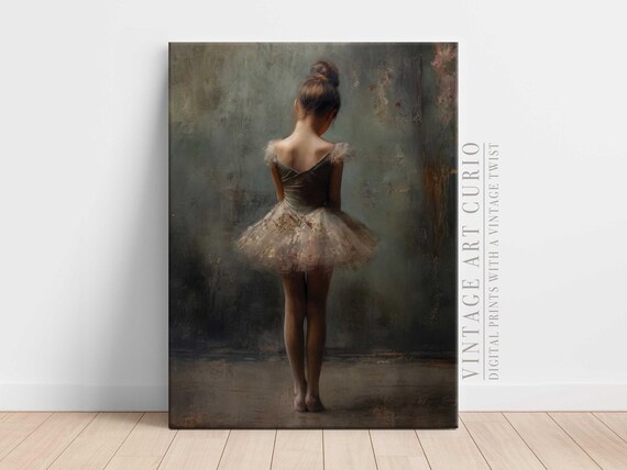 Ballerina in Tutu Seen From Behind Moody Painterly Dance Art Poster