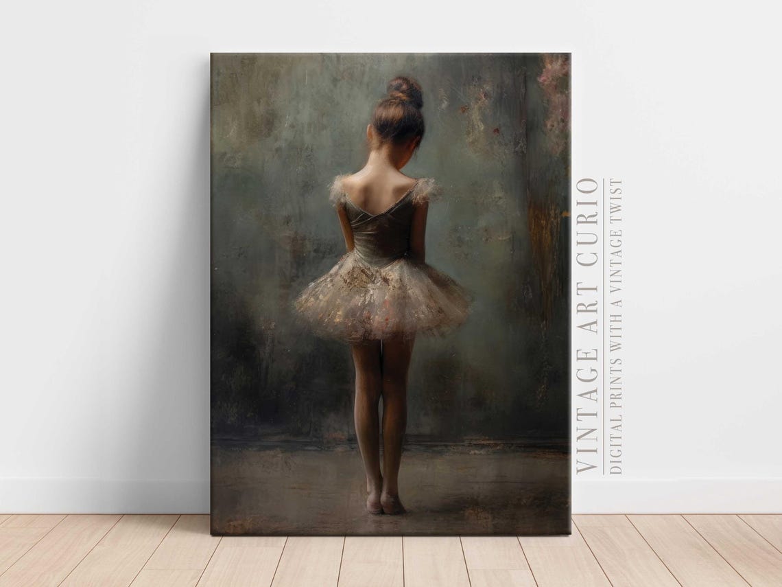 Ballerina in Tutu Seen From Behind Moody Painterly Dance Art Poster