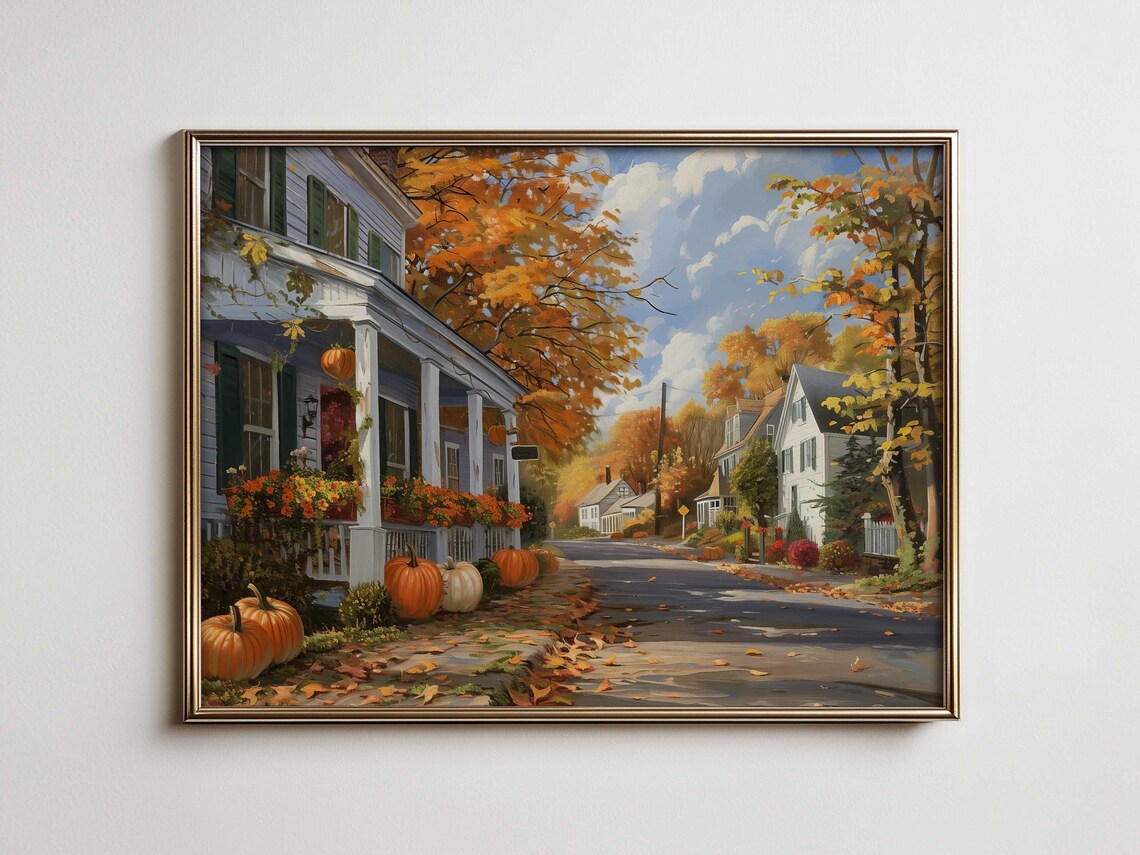 Maximalist Thanksgiving Landscape, Autumn Holiday Poster