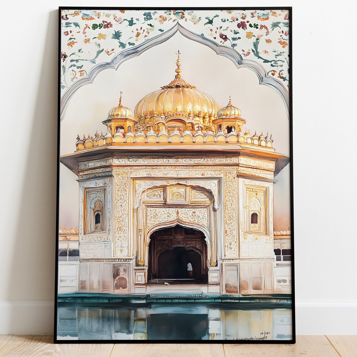 Golden Temple Amritsar India Watercolor Sikh Shrine Art Poster