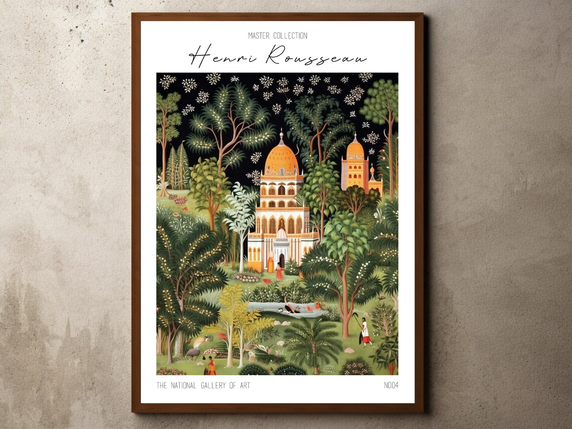 Henri Rousseau Print Poster Tropical Decor Botanical Jungle Temple Vintage Wall Art