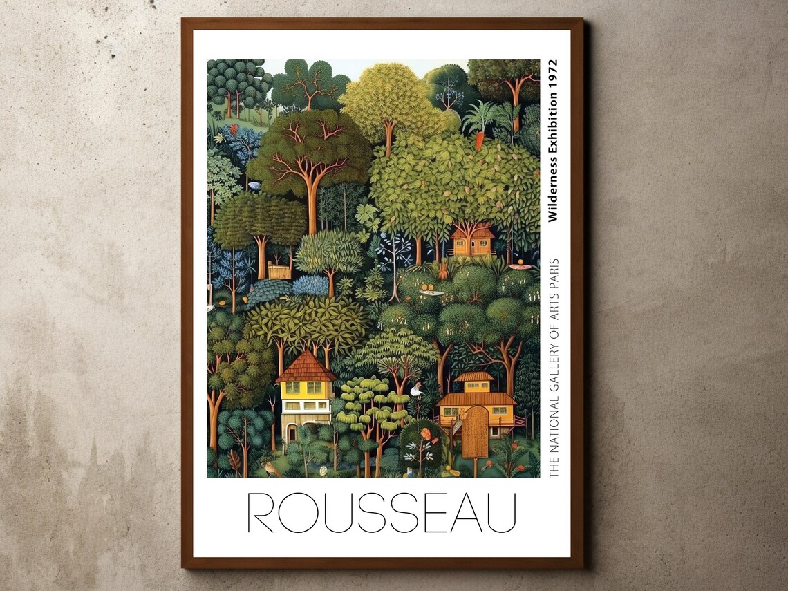 Rousseau Wilderness Exhibition 1972 Jungle Village Naive Art Poster