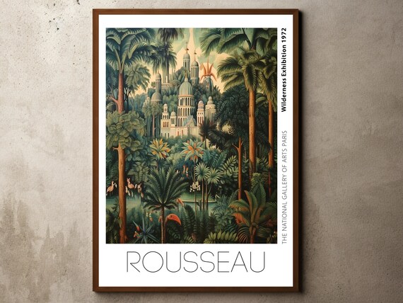 Henri Rousseau Print Poster Tropical Decor Botanical Jungle Exhibition Animals Forest Vintage Wall Art