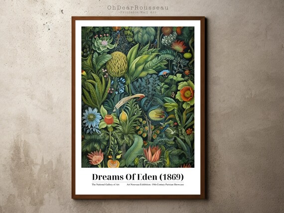 Henri Rousseau Print Poster Tropical Decor Botanical Jungle Exhibition Animals Forest Vintage Wall Art