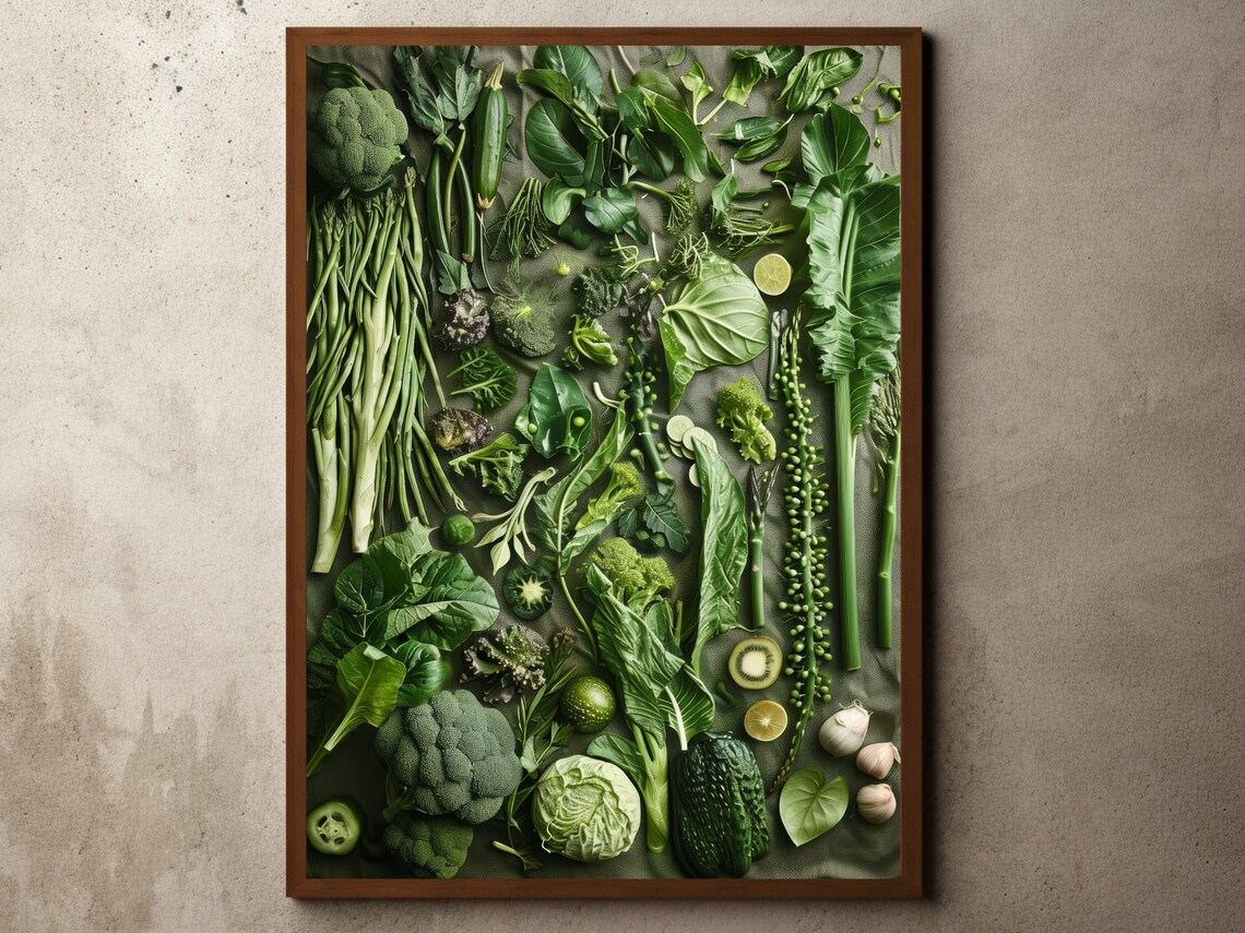 Botanical Wall Art Vegetables Decor Biological Illustrations Kitchen Poster Print Fine Dining Healthy Food Vitamins Chart