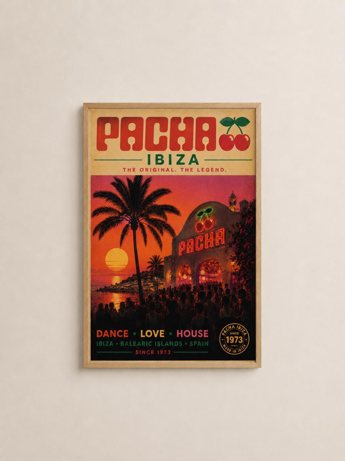 Pacha Ibiza Retro Poster, Vintage Club Travel Print