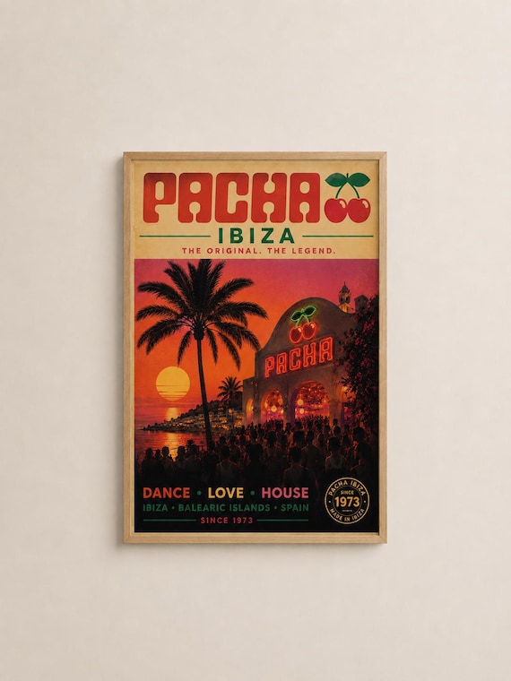 Pacha Ibiza Retro Poster, Vintage Club Travel Print