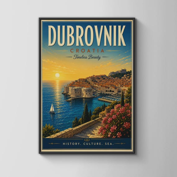 Dubrovnik Croatia Wall Art Timeless Beauty Poster Coastal Landscape Travel Decor