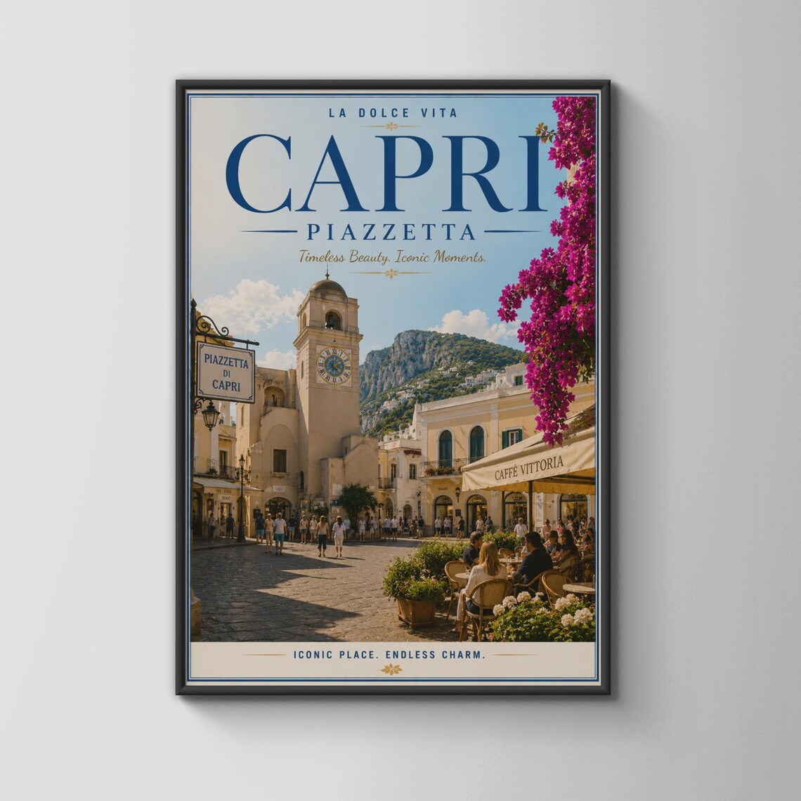Capri Piazzetta Island La Dolce Vita Italy Vintage Travel Poster