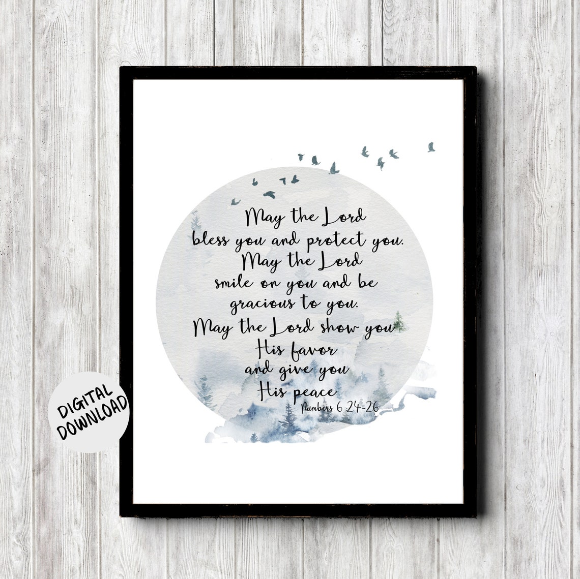 Numbers 6 24 26 May The Lord Bless You Scripture Circle Art Print