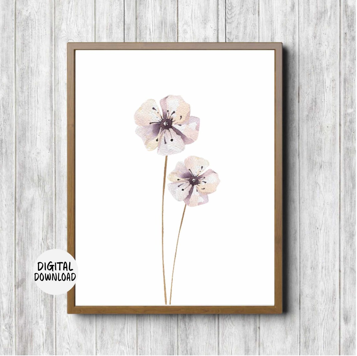 Soft Blush Pink Lavender Watercolor Wildflower Duo Art Poster