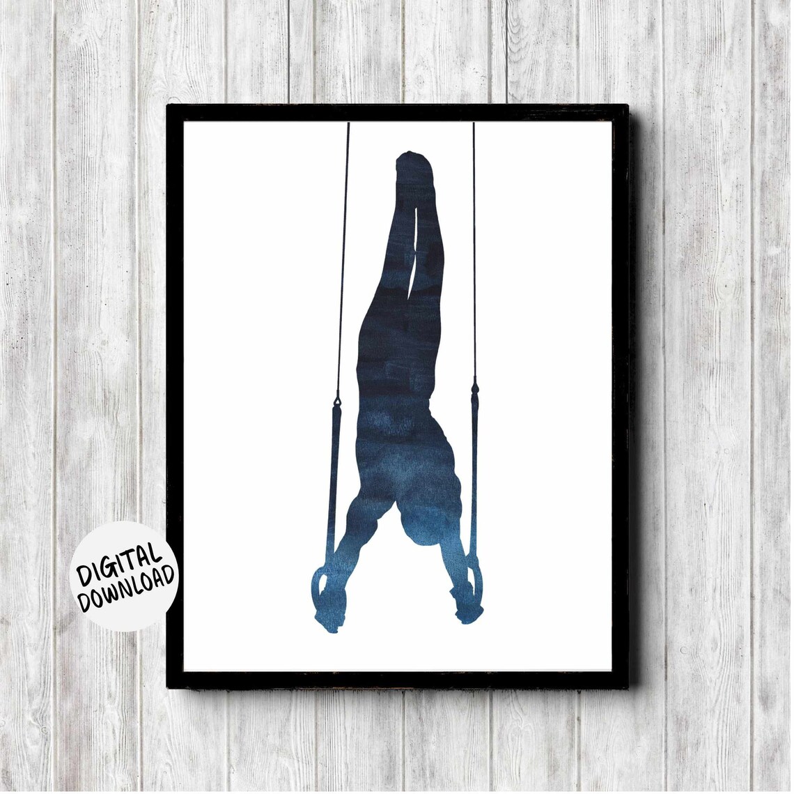 Mens Gymnastics Wall Art, Male Gymnast On Rings