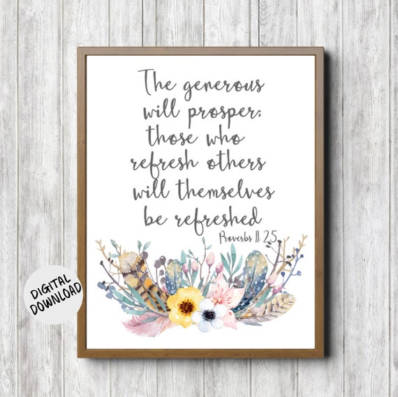 Proverbs 11:25 Rustic Boho Scripture Poster