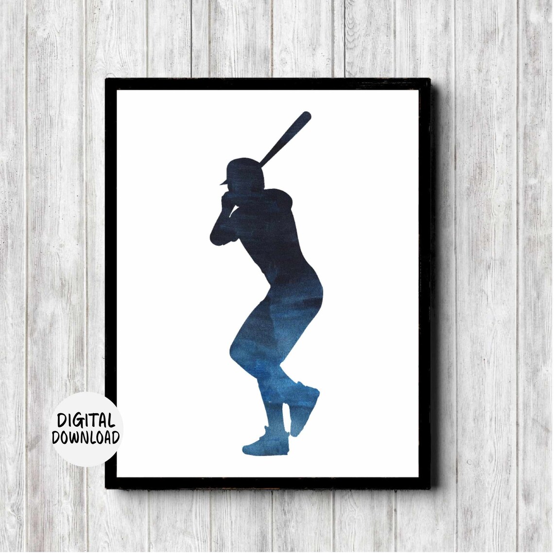Watercolor Baseball Player Silhouette Art Print