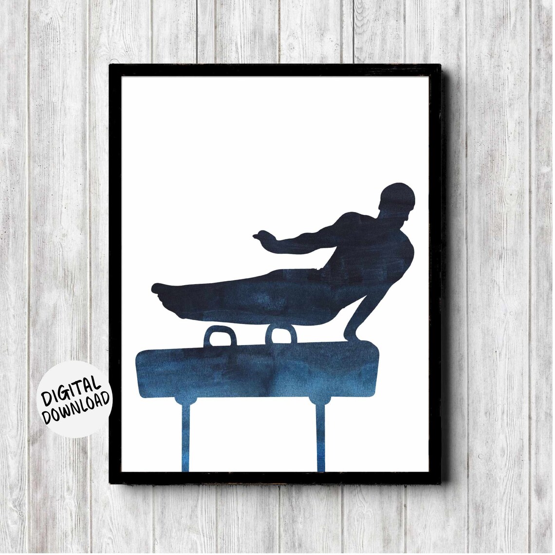 Gymnastics Silhouette, Male Gymnast on Pommel Horse