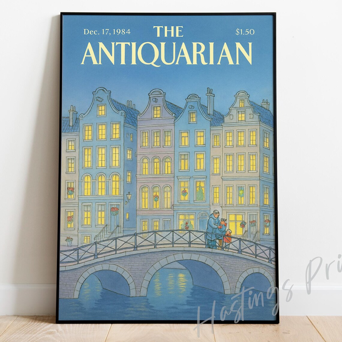 The Antiquarian Vintage Magazine Cover Amsterdam Canal Houses 1984 Print