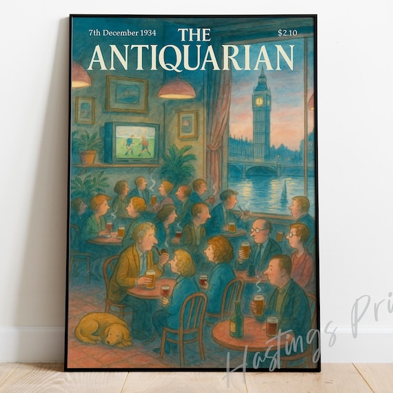 The Antiquarian Cozy London Pub Big Ben Vintage Cover Poster