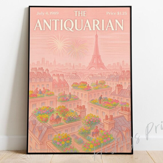 The Antiquarian 1989 Paris Rooftop Gardens Fireworks Magazine Cover Poster