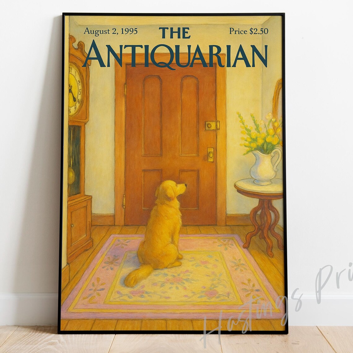 The Antiquarian Loyal Dog Waiting at the Door Vintage Cover Poster