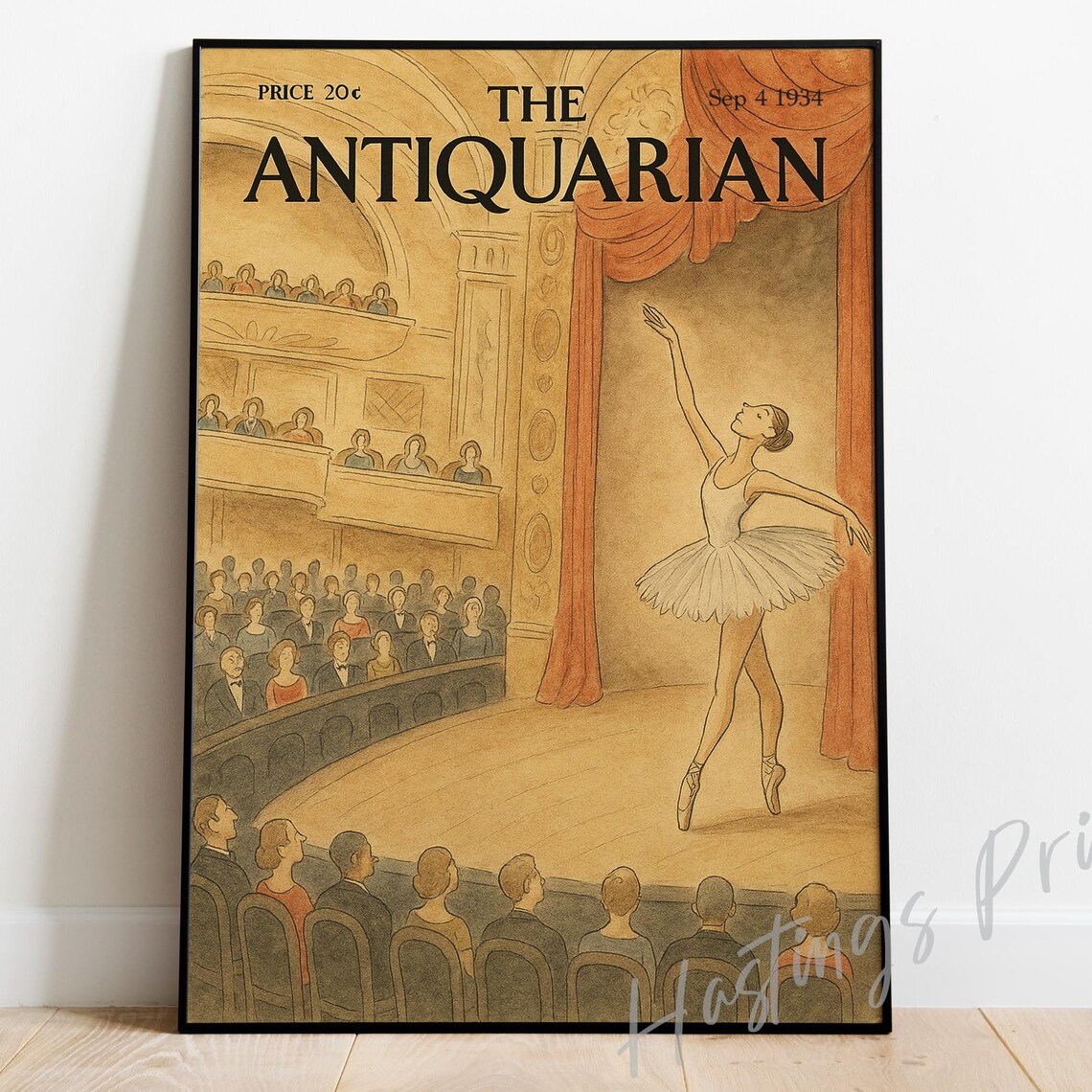 The Antiquarian Ballerina Stage Sep 1934 Vintage Cover Poster