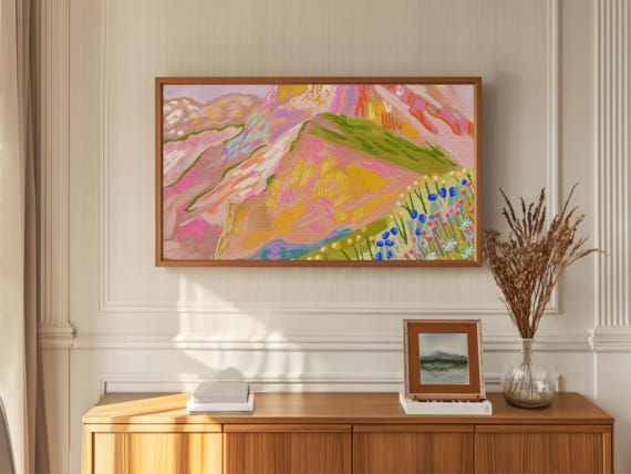 Winter Mountain Frame Tv Art Colorful Scenery Painting
