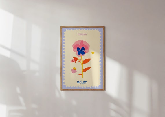 Violet Flower Art Print, February Birth Month Decor