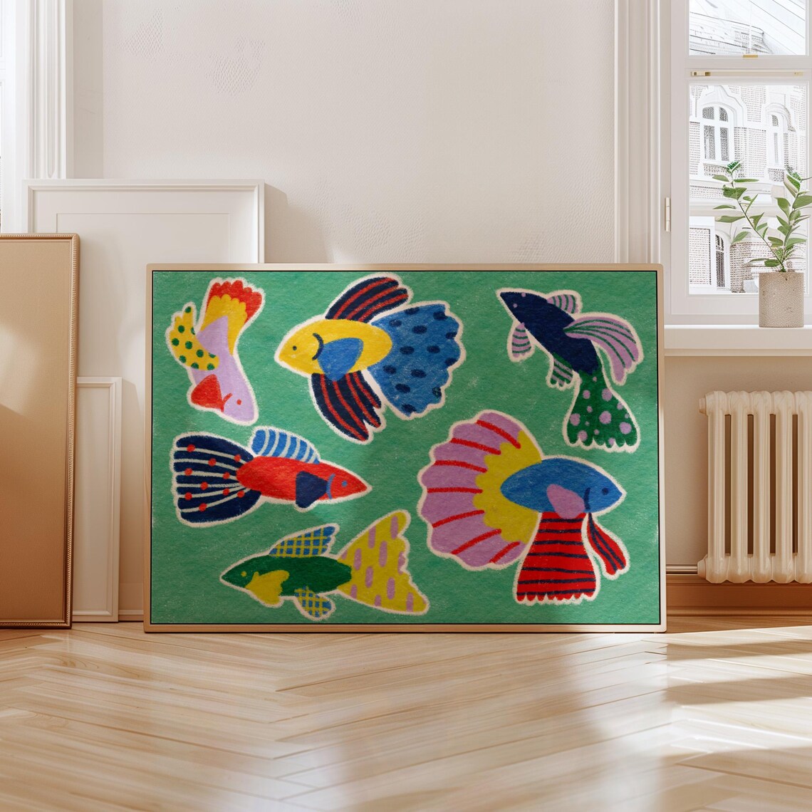 Guppy Fish Nursery Art, Eclectic Kids Room Print