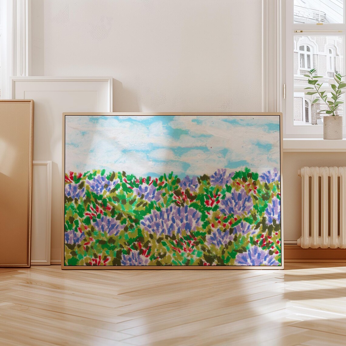Pointillist Wildflower Meadow Dotted Bloom Colorful Garden Art Poster