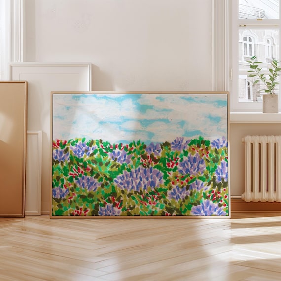 Colorful Garden And Clouds Abstract Art Print