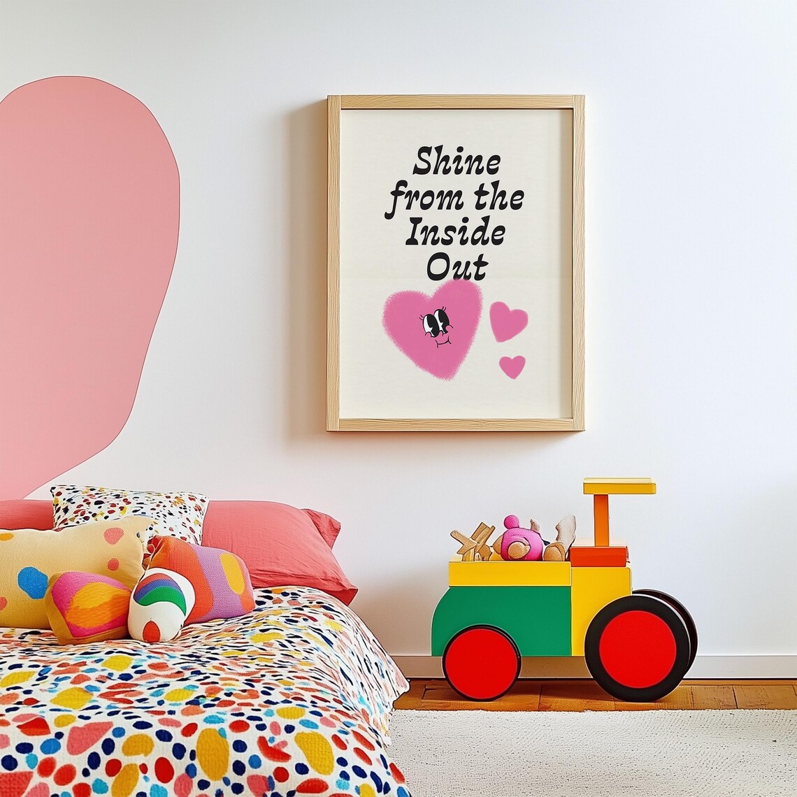 Motivation Quote Print, Retro Groovy Heart