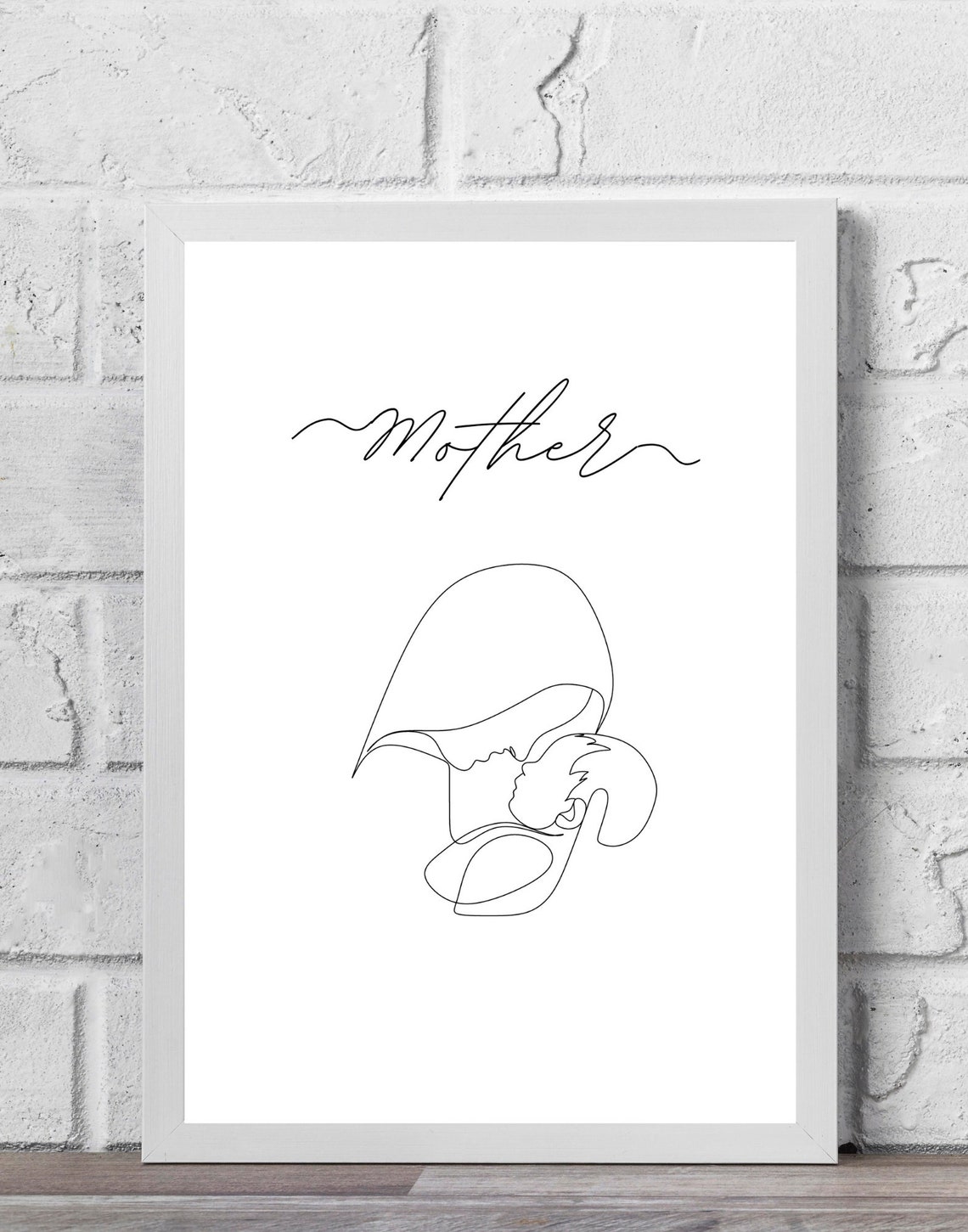 Mother One Line Art Mother Kissing Child Minimalist Love Poster - Image 4