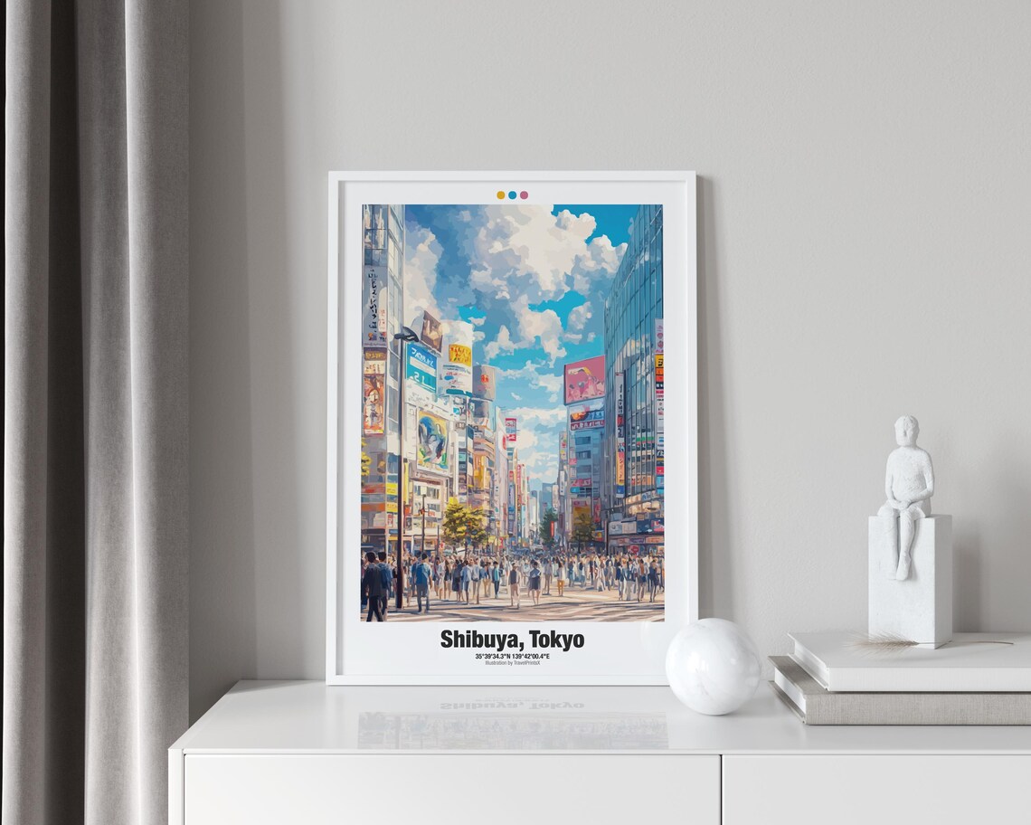 Shibuya Tokyo Japan Scramble Crossing Crowd Billboards Travel Poster - Image 3