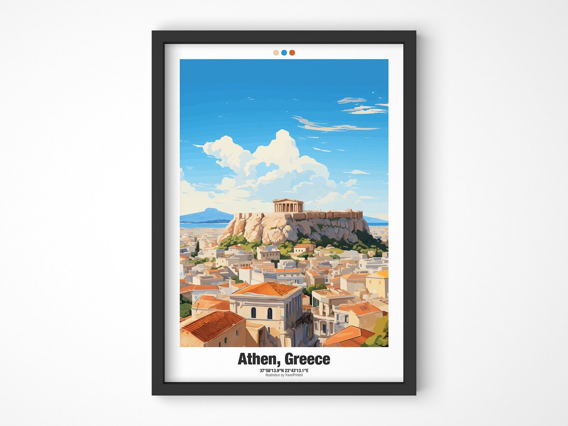 Athens Greece Acropolis Parthenon Ancient Citadel Hill Ruins Travel Poster - Image 4