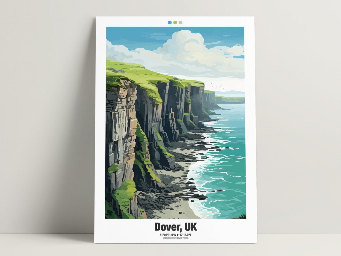 Dover UK White Cliffs of Dover Chalk Coast Seaside Travel Poster - Image 3