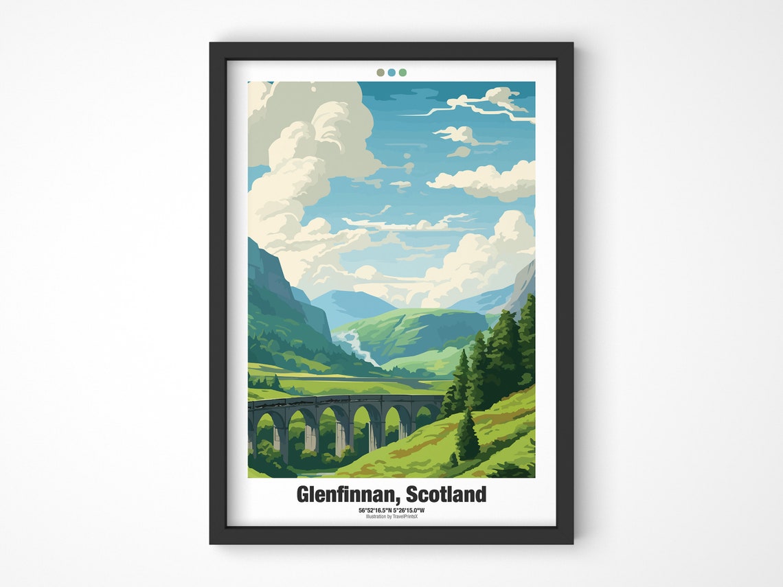 Glenfinnan Travel Poster Scotland Travel Poster United Kingdom Travel Art Poster - Image 4