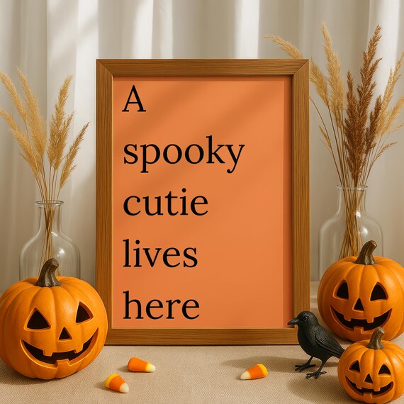 Spooky Cutie Halloween Print Orange Nursery Wall Art