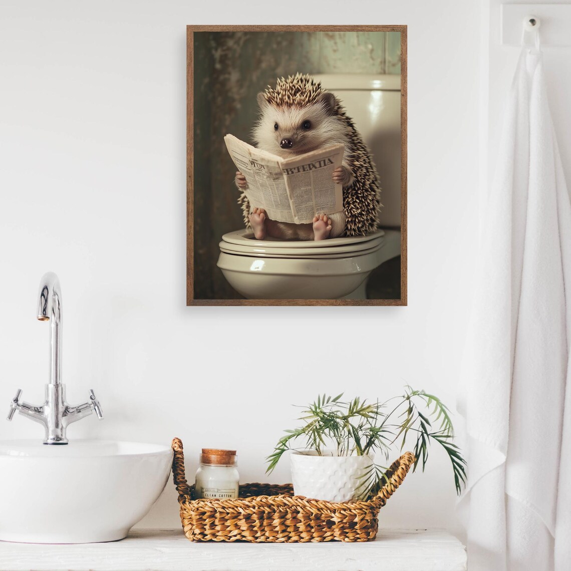 Hedgehog on the Toilet, Funny Bathroom Poster Print - Image 2