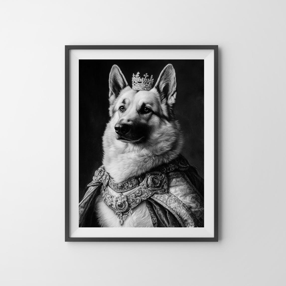 Crowned White German Shepherd Royal Dog Portrait Funny Poster - Image 3
