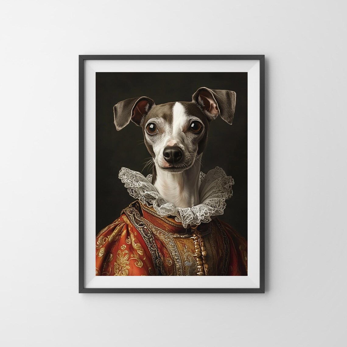 Italian Greyhound Renaissance Portrait Funny Elegant Dog Wall Poster - Image 3