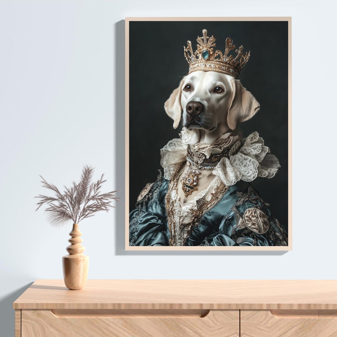 Royal Queen Labrador Retriever Wearing a Crown Renaissance Dog Poster - Image 2