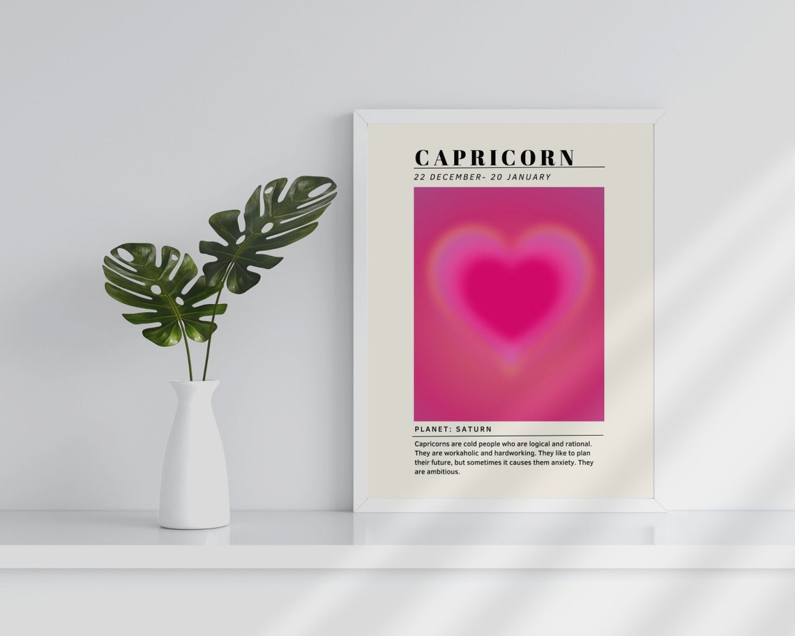 Capricorn Pink Aura Zodiac Star Sign Astrology Birthday Wall Poster - Image 2