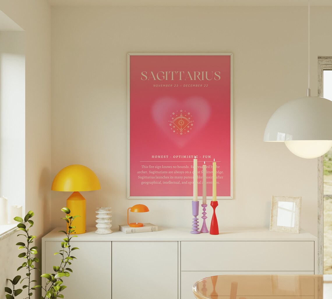 Sagittarius Pink Zodiac Star Sign Poster for November December Birthday Gift - Image 4