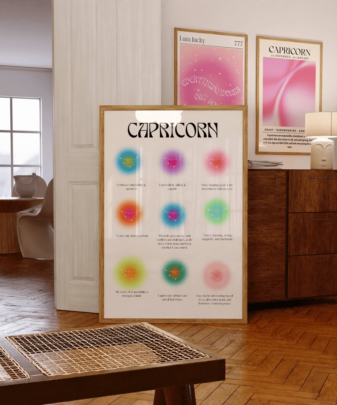 Capricorn Zodiac Affirmation Aura Grid Poster for Spiritual Birthday Gift - Image 4