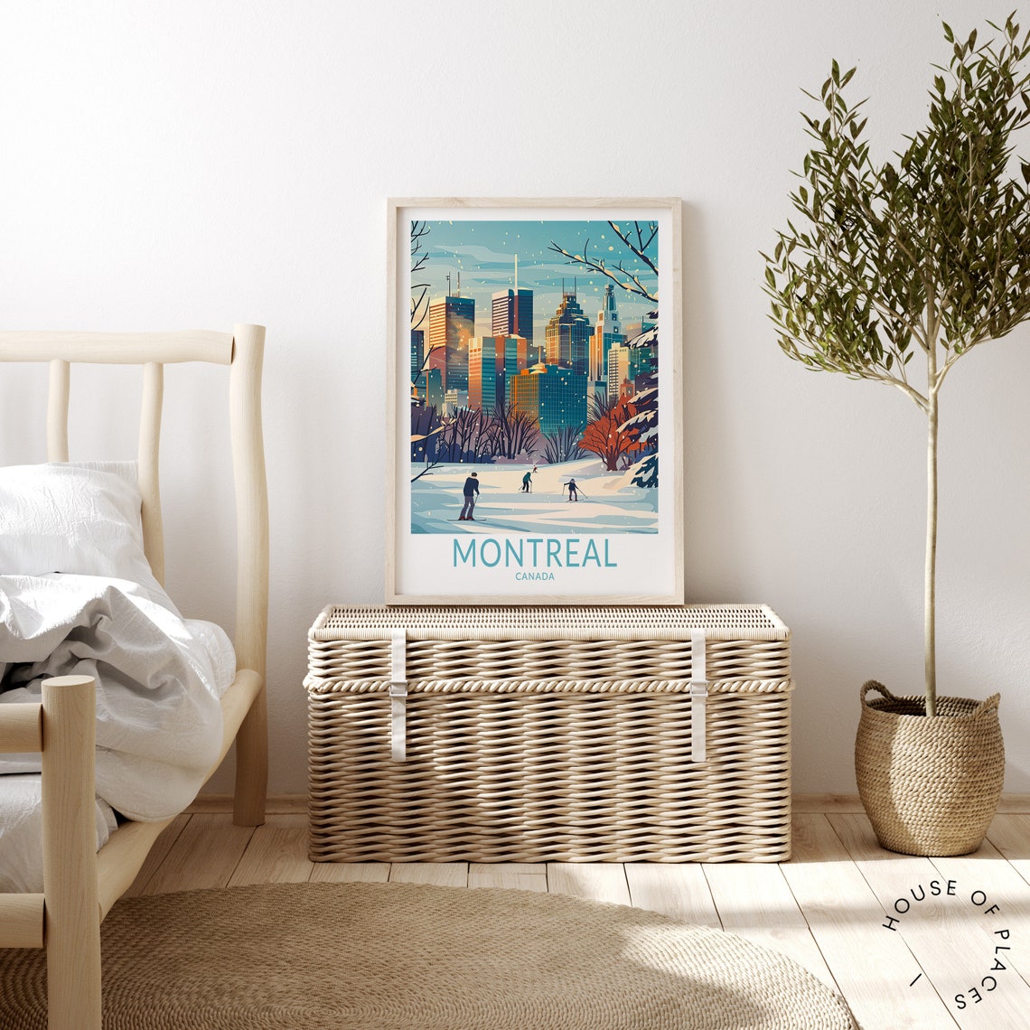 Montreal Canada Snowy Winter Downtown City Skyline Travel Poster - Image 3