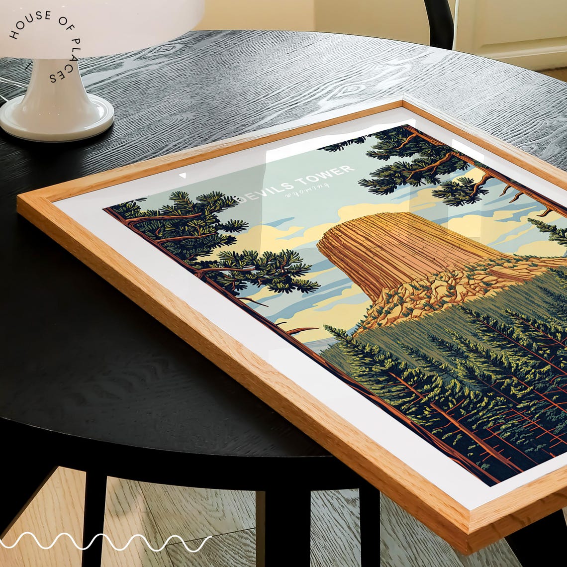 Devils Tower Wyoming Rock Tower Sunset Pine Frame Travel Poster - Image 3